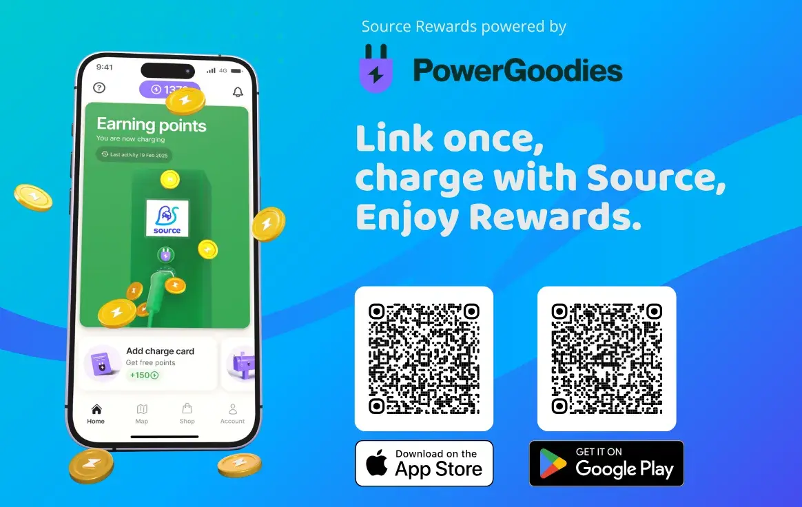 Source EV Rewards, powered by PowerGoodies: koppel je laadpas, laad bij Source EV en verzilver je beloningen